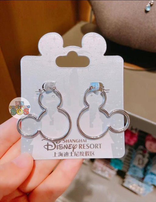 SHDL - Mickey Mouse Head Shaped Earrings for Adults (Color: Silver)