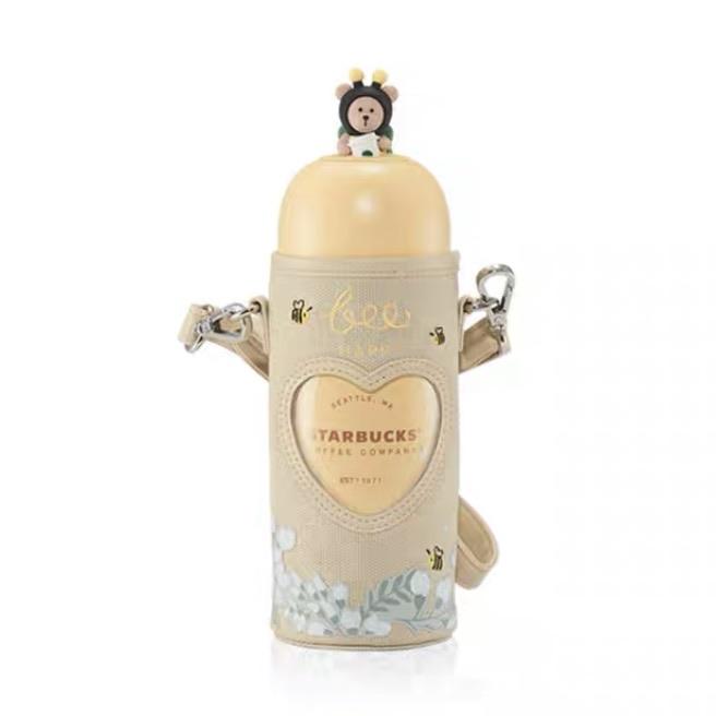 Starbucks China - Valentines Bee Mine - Bearista Honey Bee Stainless Capsule-Shape Bottle with Carrier 360ml