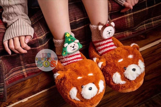 Starbucks China - Christmas Time 2020 (Home) - Red Panda Room Slipper & Bearista Socks Set