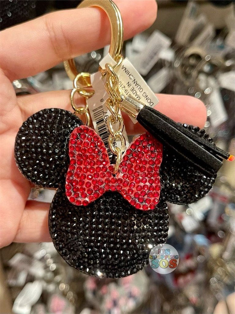 BNIB New DISNEY Minnie Mouse Diamante Sparkly Keyring with Clip & KeyRing