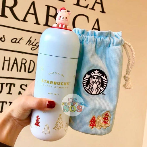 Starbucks China - Christmas Wave - 350ml Alpaca Stainless Steel Water Bottle with Drawstring Bag