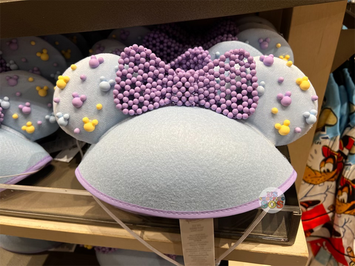 DLR - Minnie Purple Beaded Bow Baby Blue Ear Hat
