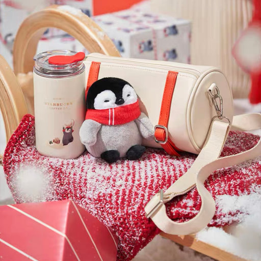 Starbucks China - Christmas 2022 - 11. Penguin Stainless Steel Sipper 355ml with Plush & Crossbody Bag