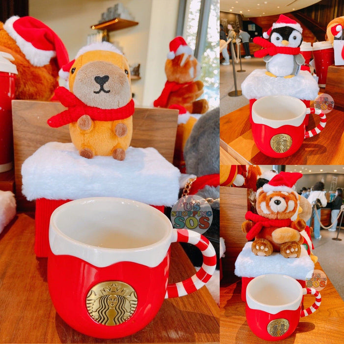 Starbucks China - Christmas Time 2020 (Store 1st Series) - Animal Plush & Bronze Logo Candy Cane Mug Box Set 360ml