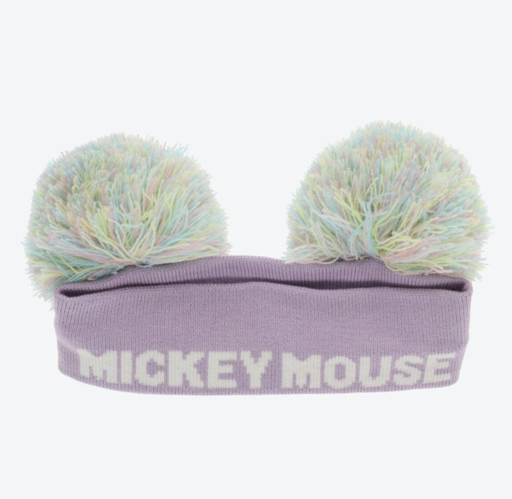 TDR - Mickey Mouse Pom Pom Stretch Soft Headband - Light Purple & White