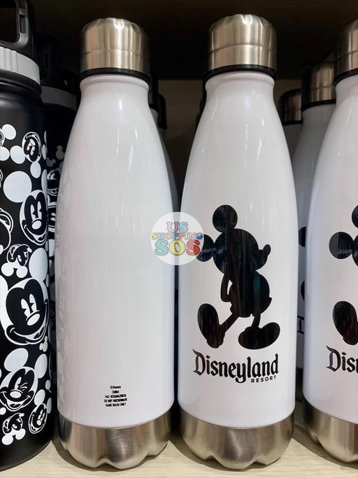 DLR - Stainless Water Bottle - White Mickey Silhouette “Disneyland Resort”