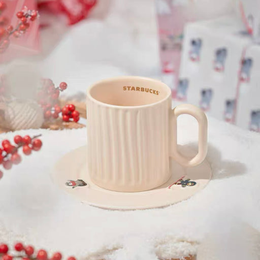 Starbucks China - Christmas 2022 - 4. Cream Embossed Strip Mug with Saucer 350ml