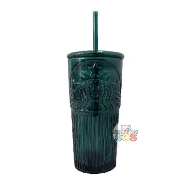Starbucks China green hat Bear Tumbler straw Cup Glass Cup limited
