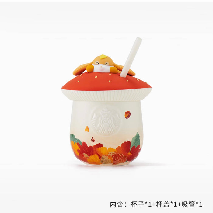 New Starbucks Cup China Blue Autumn Starry Sky Cute Rabbit Topper