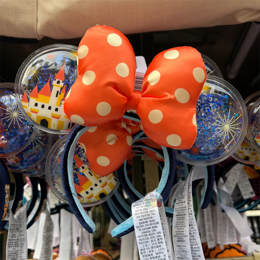 DLR - Disneyland 2023 - Minnie Orange Polka Dot Bow Confetti Ear Headband