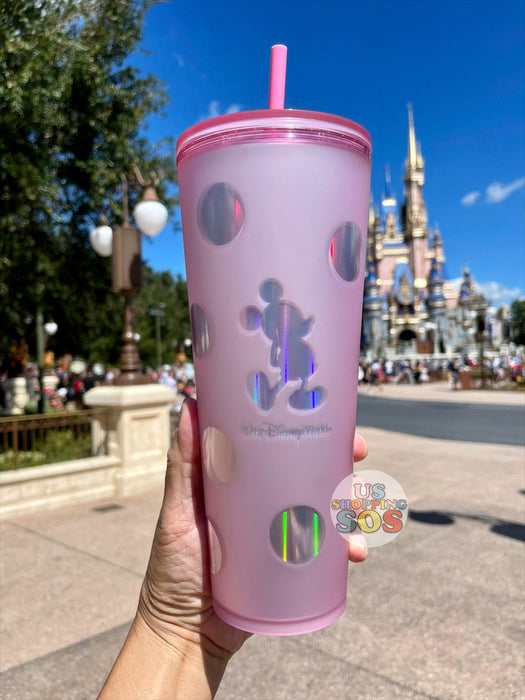 WDW - Starbucks Mickey Walt Disney World Pink Holographic Polka Dots Cold Cup Tumbler