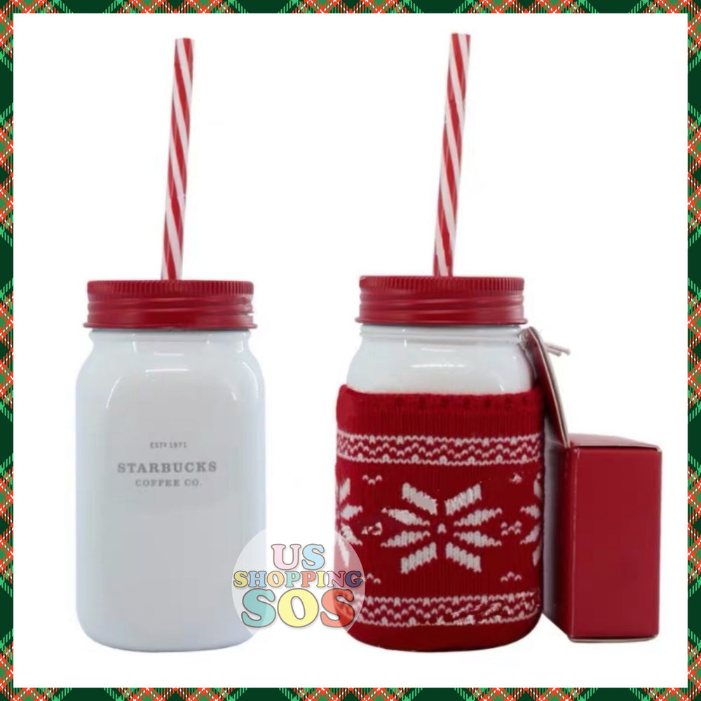 Starbucks China - Christmas Time 2020 (Store 1st Series) - Snowflake Cup Sleeve Manson Sipper 473ml