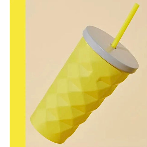 Starbucks China - Colorful Summer - 3. Lemon Yellow Studded Stainless Steel Cold Cup 473ml