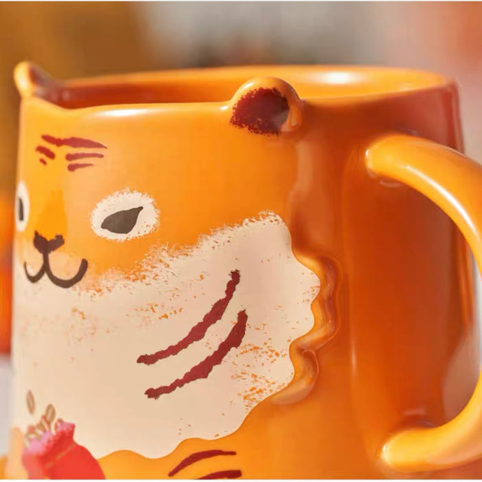 2022 New Starbucks Cups Cute Tiger 20oz Glitter Orange gradient
