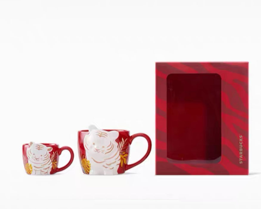 Starbucks China - Year of Tiger 2022 - 19. 3D Tiger Red Mug Set of 2