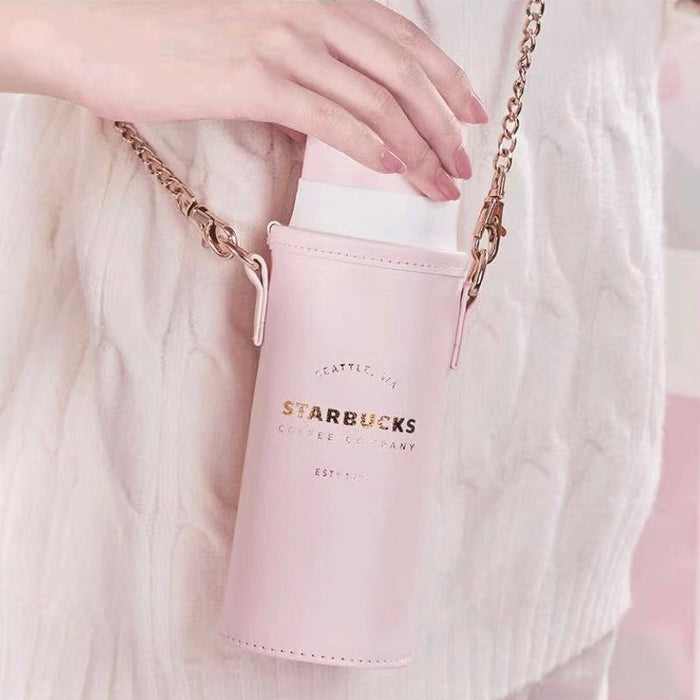 Starbucks China - Cherry Blossom 2022 - 36. Thermos Sakura Pink Logo Stainless Steel Bottle + Carrier 370ml