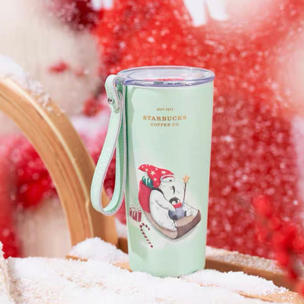 Starbucks China - Christmas 2022 - 17. Penguin Polar Bear Skiing Stainless Steel Cup 355ml