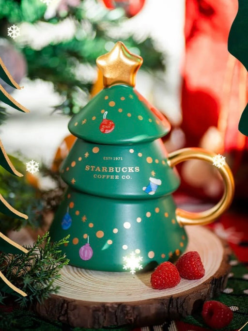Starbucks China - Christmas 2021 - 28. Christmas Tree Ceramic Mug with Lid 414ml