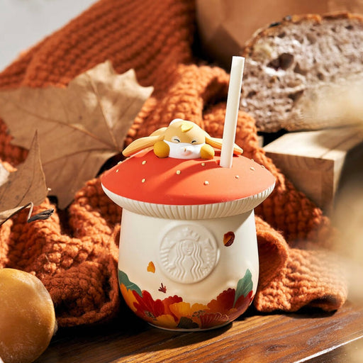 Starbucks China - Autumn Forest 2022 - 9. Bunny Mushroom Lid Ceramic Mug with Straw 355ml