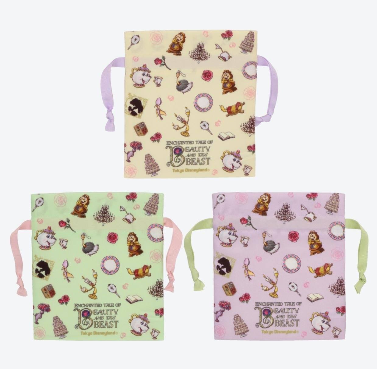 TDR - Enchanted Tale of Beauty and the Beast Collection - Drawstring Bag All-Over-Print Set of 3