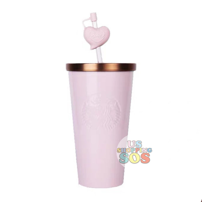 Starbucks China - Valentine 2020 - Love & Peace Heart Straw Pink Cold Cup (591ml)