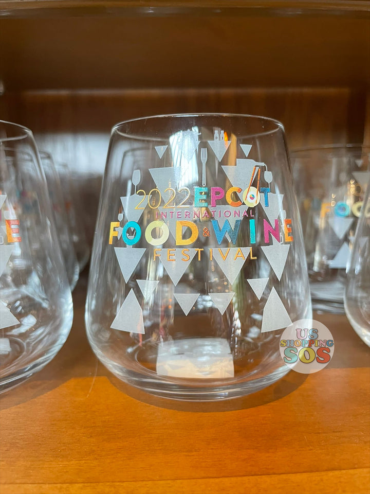 WDW - Epcot International Food & Wine Festival 2022 - Logo Stemless Wine Glass (Made in Italy)