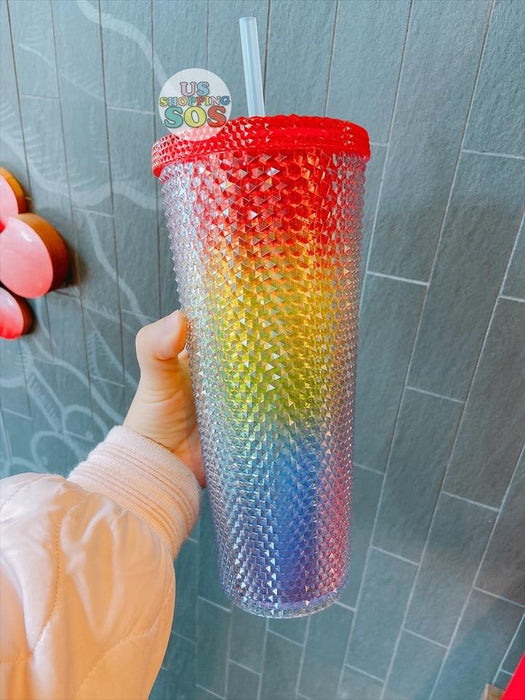 2021 Starbucks New China 25oz Studded Rainbow Color Tumbler Cute Straw Cup  New