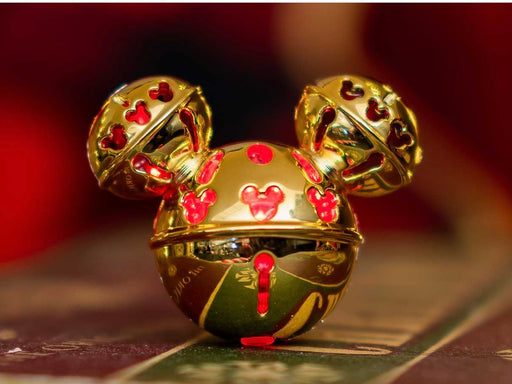 DLR - Holiday Mickey Jingle Bell Ornament Glow Cube (Gold)