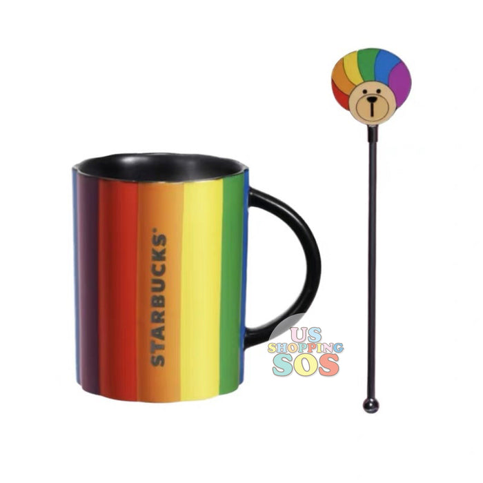 Starbucks China - Valentine 2020 - Rainbow Mug with Rainbow Clown Hair Bearista Stir (300ml)