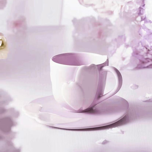 Starbucks China - Cherry Blossom 2022 - 39. Sakura Petal Embossed Ceramic Mug & Saucer 237ml