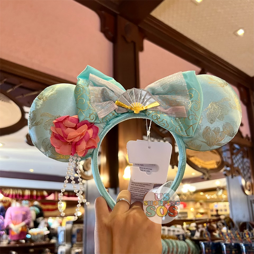DLR - Shanghai Disney Resort Floral Fan Bow Ear Headband