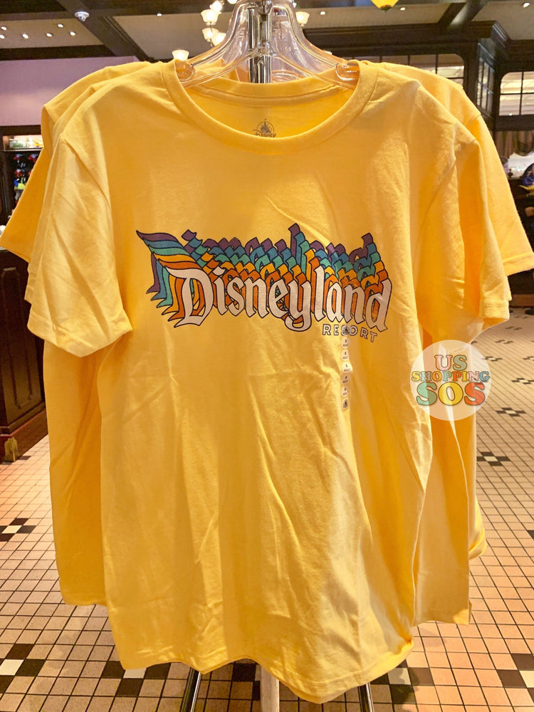 DLR - Graphic T-shirt - "Disneyland Resort" Retro Stack Logo Yellow (Adult)