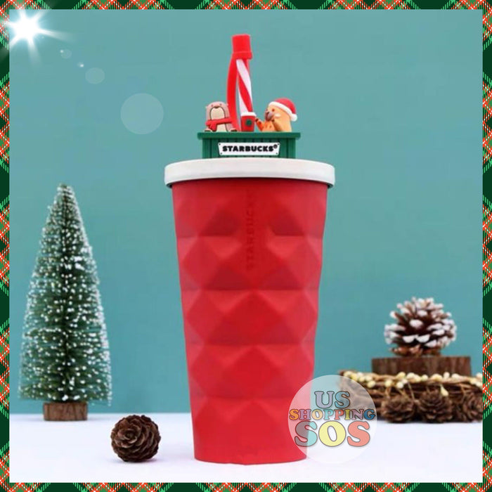 Starbucks China - Christmas Time 2020 (Store 1st Series) - Christmas Red Pineapple Studded Stainless Steel Cold-Cup 473ml