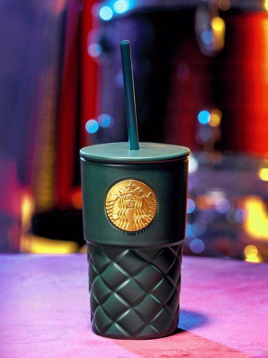 Starbucks China - Christmas 2021 - 101. Christmas Green Weave Ceramic Cold Cup 450ml