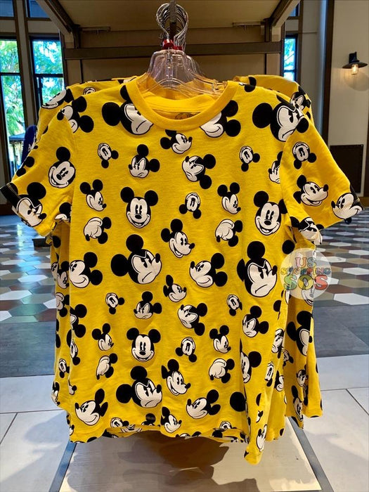 DLR - Mickey & Minnie Story - Graphic T-shirt (Adult) - All-Over-Print Mickey (Mustard)