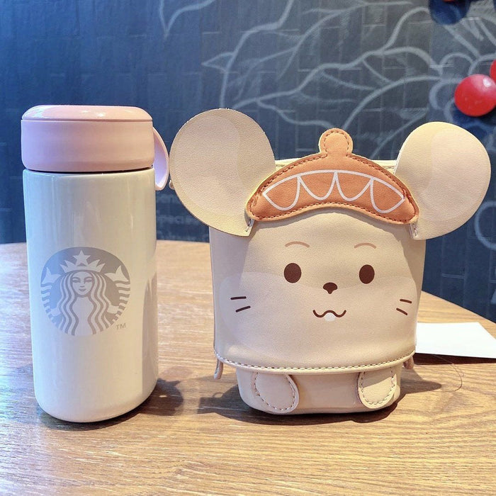 Starbucks China - New Year 2020 Mouse Vacation - 11oz Stainless Steel Bottle with Beanie Mouse Case