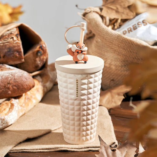Starbucks China - Autumn Forest 2022 - 2. Chipmunk Straw Topper Studded Stainless Steel Cold Cup 473ml