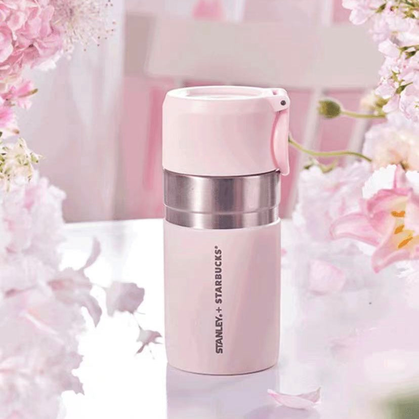 Pink Cherry Blossom Stainless Steel Tumbler with Woven Style Pouch  200ml/6,76oz – Ann Ann Starbucks