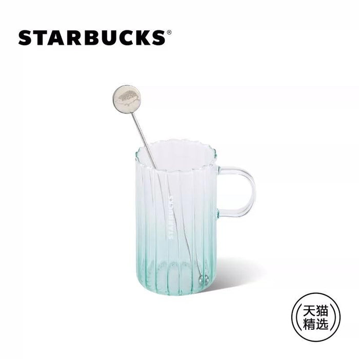 Starbucks China - Happy Hedgehog - 10. Ombré Fresh Green Glass 355ml + Hedgehog Stir