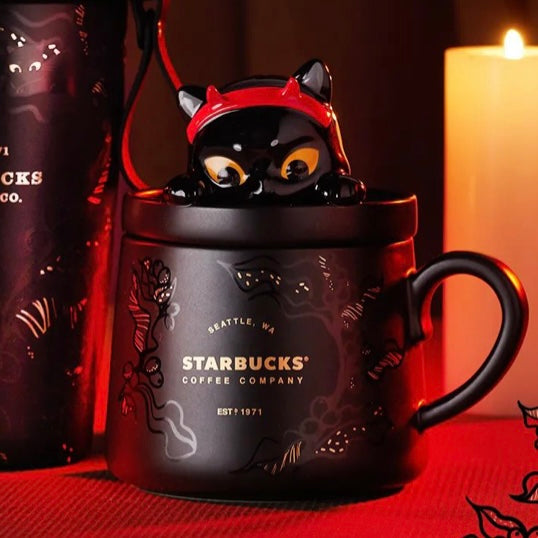 Starbucks China - Halloween 2021 - 2. Little Black Cat Mug with Lid 385ml