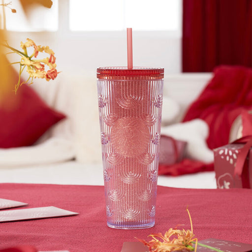Starbucks China - New Year 2023 - 8. Embossed Ombré Red Plastic Cold-Cup Tumbler 710ml