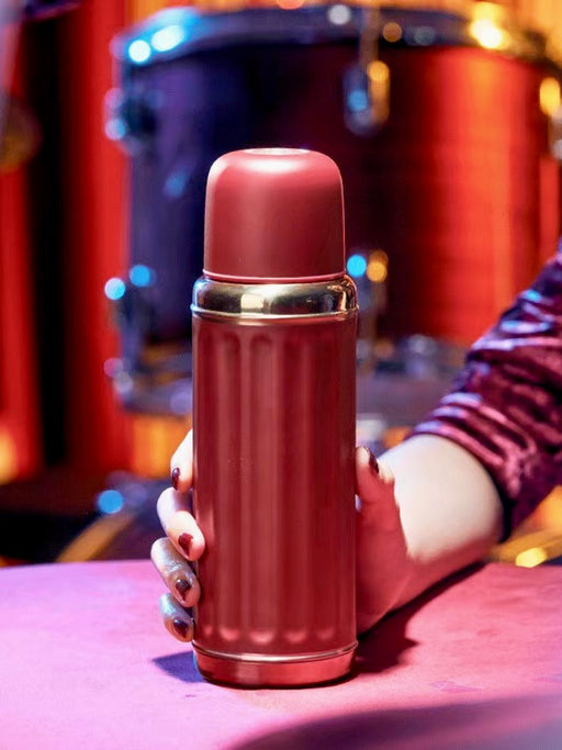 Starbucks China - Christmas 2021 - 100. Christmas Red Stripe Embossed Stainless Steel Water Bottle 480ml