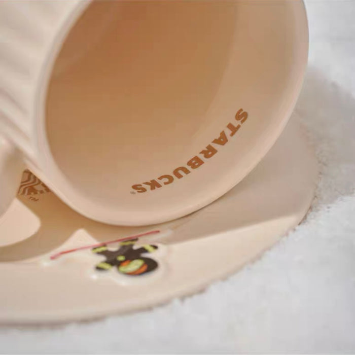 Starbucks China - Christmas 2022 - 4. Cream Embossed Strip Mug with Saucer 350ml