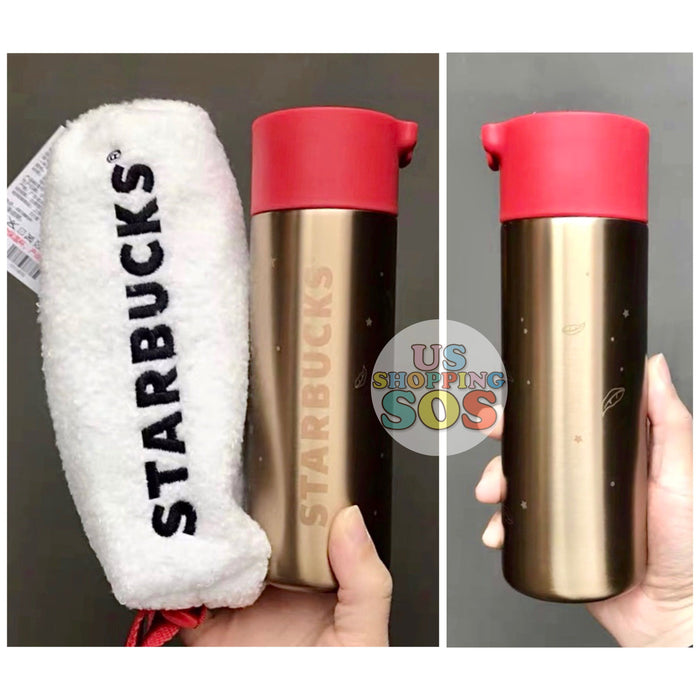 Starbucks China - New Year 2020 Classic Red - 13oz Stainless Steel Bottle with Fluffy Bag