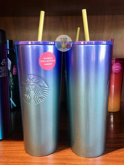 Starbucks Hawaii Collection 24oz Stainless Steel Blue Ombre Tropical Cold  Cup
