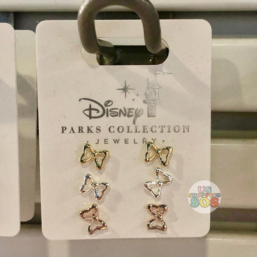 WDW - Disney Park Jewelry - Minnie Bow Earrings Set (Yellow Gold/Silver/Rose Gold)