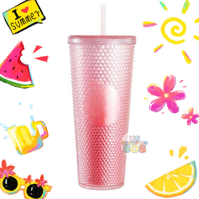 Starbucks Soft Touch Pink Lemonade Jelly Studded Coffee Tumbler Cold Cup,  Grande 16 oz
