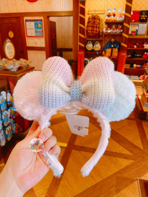 SHDL - Minnie Mouse Fluffy Pastel Color Knitting Bow Ear Headband