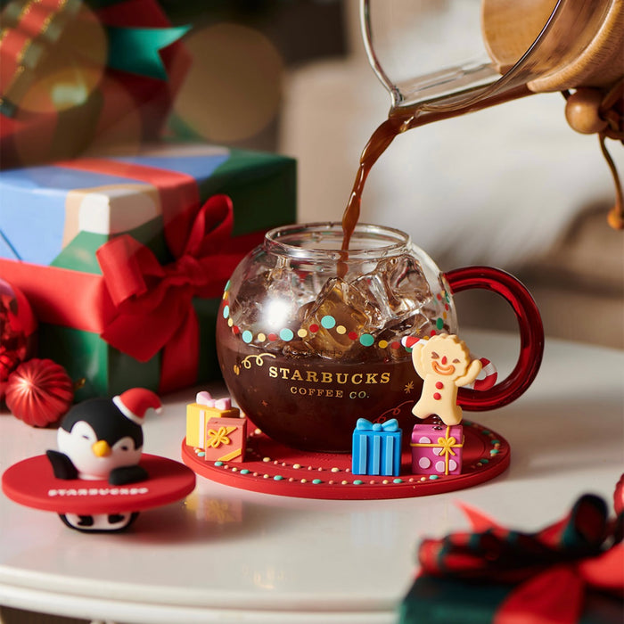 2021 NEW Starbucks Christmas Mugs Rabbit Blue Coffee Cup W/Coaster Spoon  Gifts