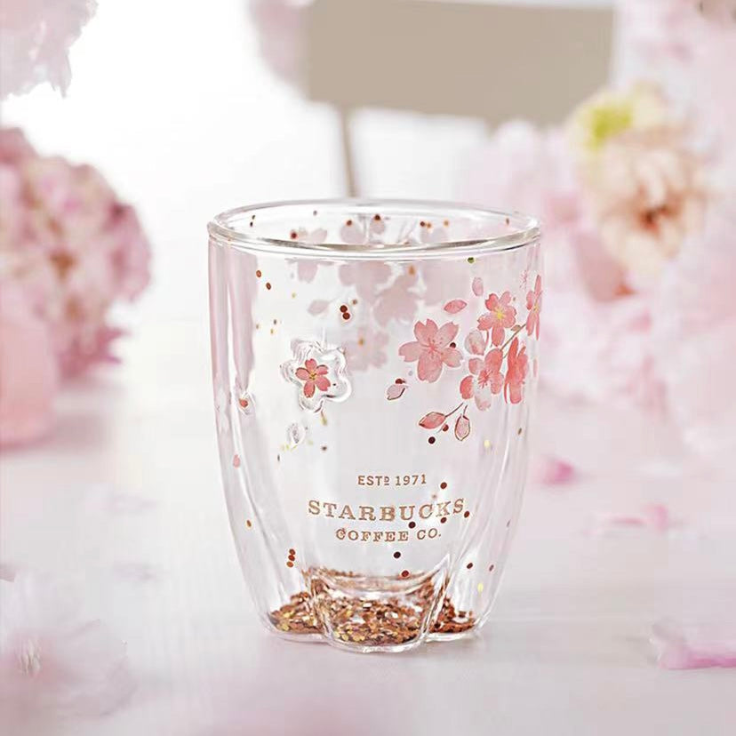 Stainless Steel Cherry Blossom Thermal Mug with Lid Double Wall